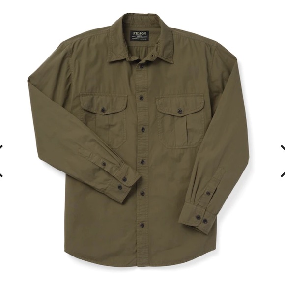 Filson washed feather cloth shirt button down dusty olive - Picture 8 of 9
